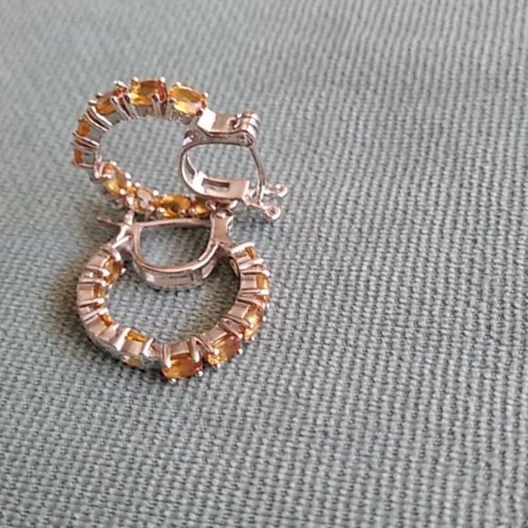 PREMIUM YELLOW SAPPHIRE INSIDE OUT HOOPS - Picture 2 of 7